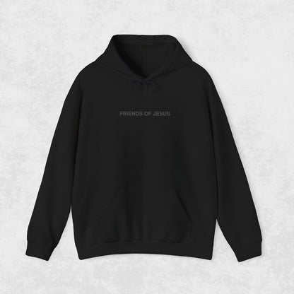 Friends of Jesus Club Member - Black on Black Hoodie