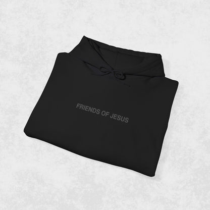 Friends of Jesus Club Member - Black on Black Hoodie